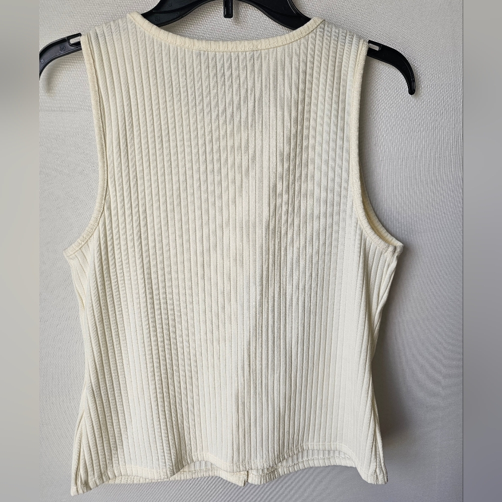 Marc New York Cream Ribbed Button-Front Tank with Gold Buttons - Picture 7 of 14